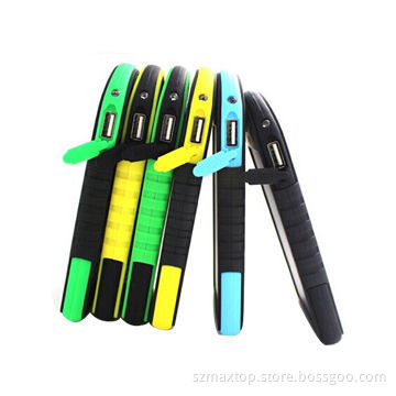 Solar Power Bank for Smartphone, Rubber Oil, 5,000mAh, Double USB Output, with LED Light Function